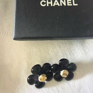 Chanel Black Flower Earrings